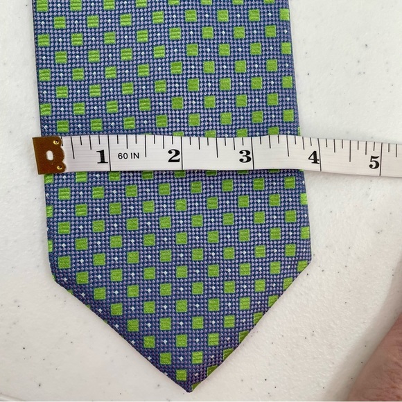 Paul Fredrick Italian Silk Made in USA Vintage Purple Green Geometric Tie - Picture 7 of 9